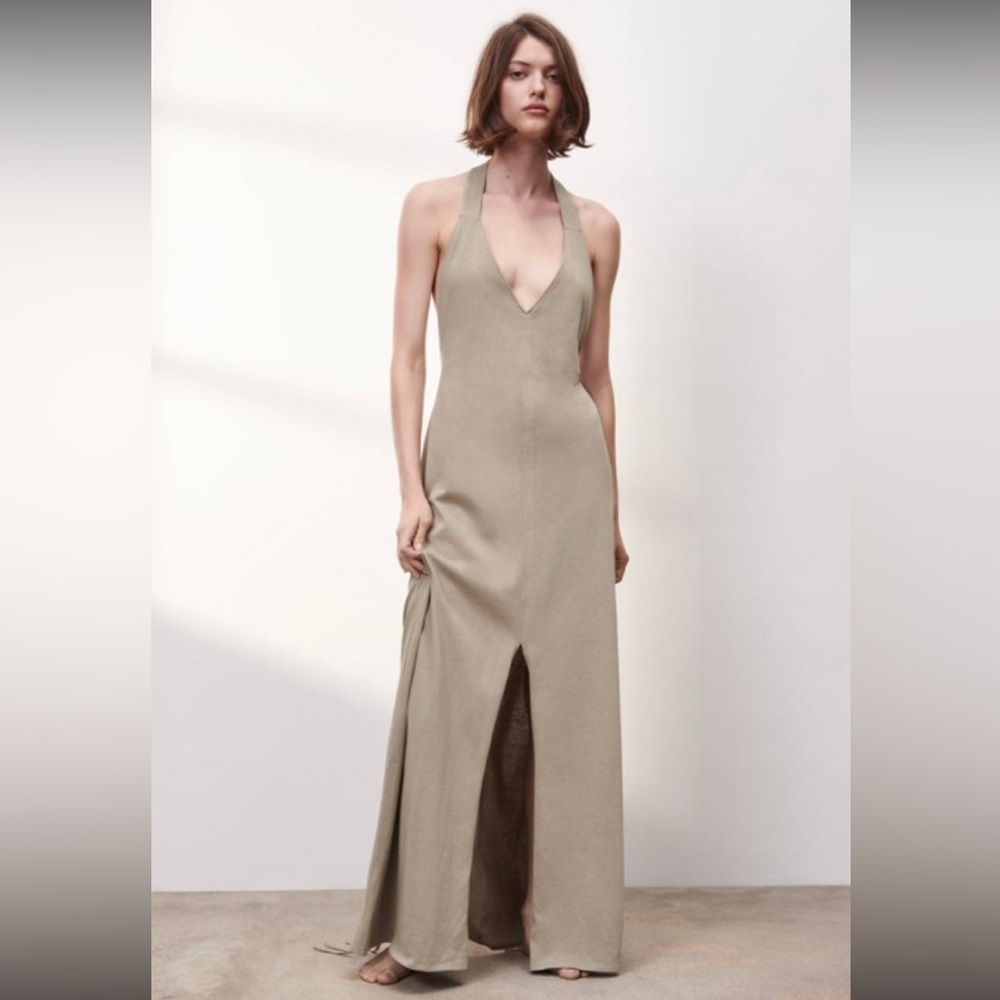 Zara long halter cotton dress